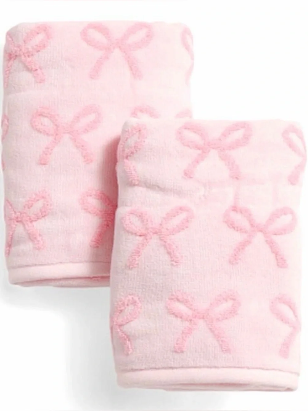 Caro Home Pink Bow Cotton Hand Towels 18x28 Set of 2